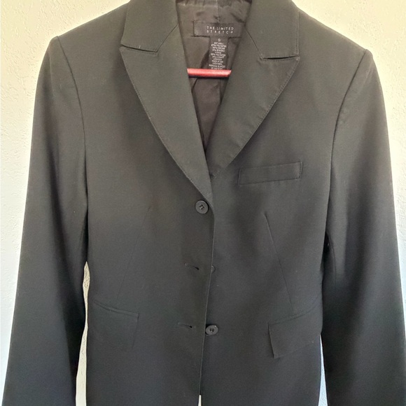 The Limited Stretch Black Blazer Size S Fitted Career Jacket 3 Button Tailored - Picture 4 of 15